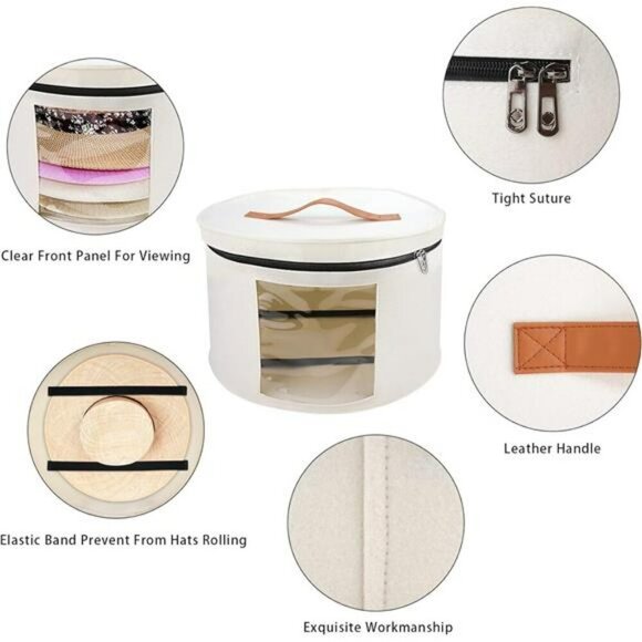 Large Hat Storage Box Foldable Felt Travel Organizer for Hats Toys Clothes - Picture 5 of 8
